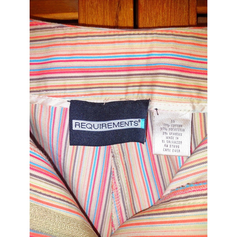 VTG Striped Wide Leg Cropped Capri Pants Womens 14 Multi Color Stretch Cuffs - Picture 6 of 11